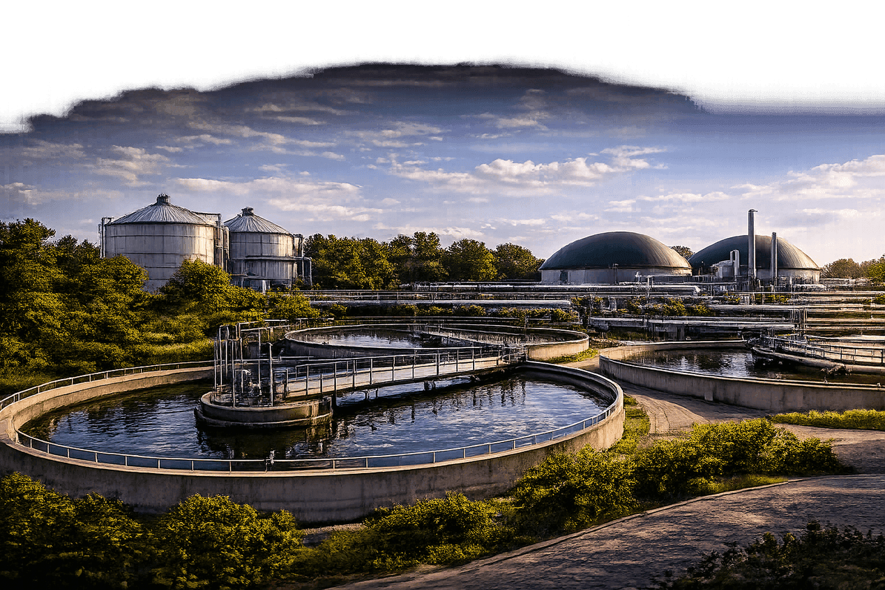 Station d'épuration industrielle — contrôle du H₂S et des odeurs